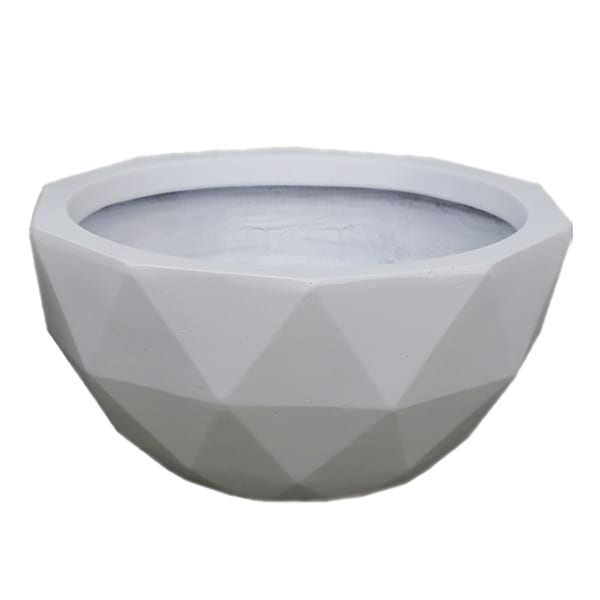 Urban Trends 42907 Ceramic Round Bowl-Shaped Pot with Honey Comb Design Set of Two Polished Chrome Finish Silver 